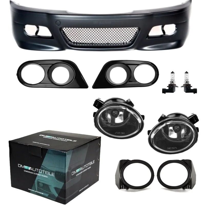 Begrenztes Angebot Evo Look Front Bumper Coupe Convertible + fog lights + Cover black gloss fits on BMW 3-Series E46 Coupe Convertible 99-03