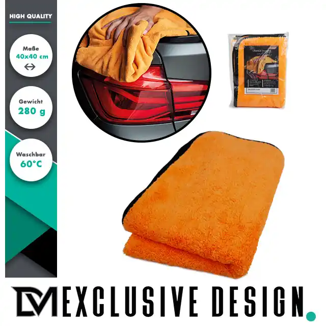Beliebt DM Exklusive Design Orange Drymaster extra saugfähiges Auto Microfasertuch in 90x60cm Autopflege 800 GSM