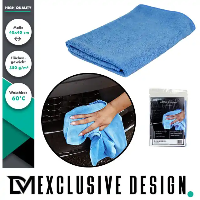 Highlight 1x DM-Exclusive Design Microfaser-Tuch ALLSTAR COMPLETE Blau Allroundtuch 40x40